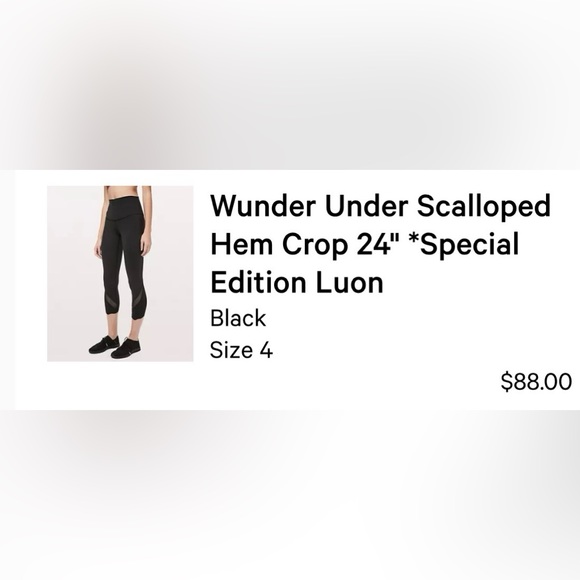 Lululemon Wunder Under Scalloped Hem Crop 24" *Special Edition Luon - Picture 1 of 2